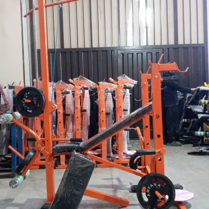 دستگاه بدنسازی ۵۲ کاره پروفیل ۶۰در۶۰ فول آپشن عرض 90 باست کامل وزنه دمبل هالتر