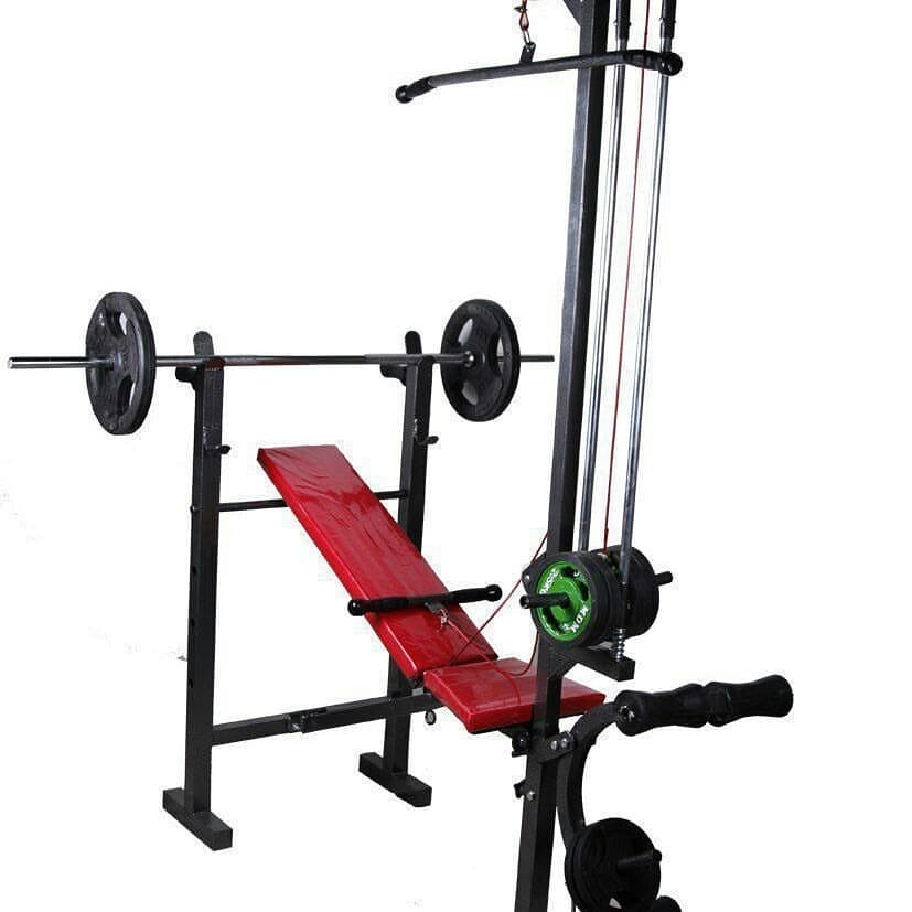 دستگاه بدنسازی ۴۲ کاره پروفیل صنعتی ۵۰/۵۰  عرض 70 باست کامل وزنه دمبل هالتر